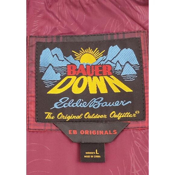 Eddie Bauer Women’s 1936 Skyliner Down Goose Vest Black/Red Plaid Quilted Size L - Picture 10 of 12